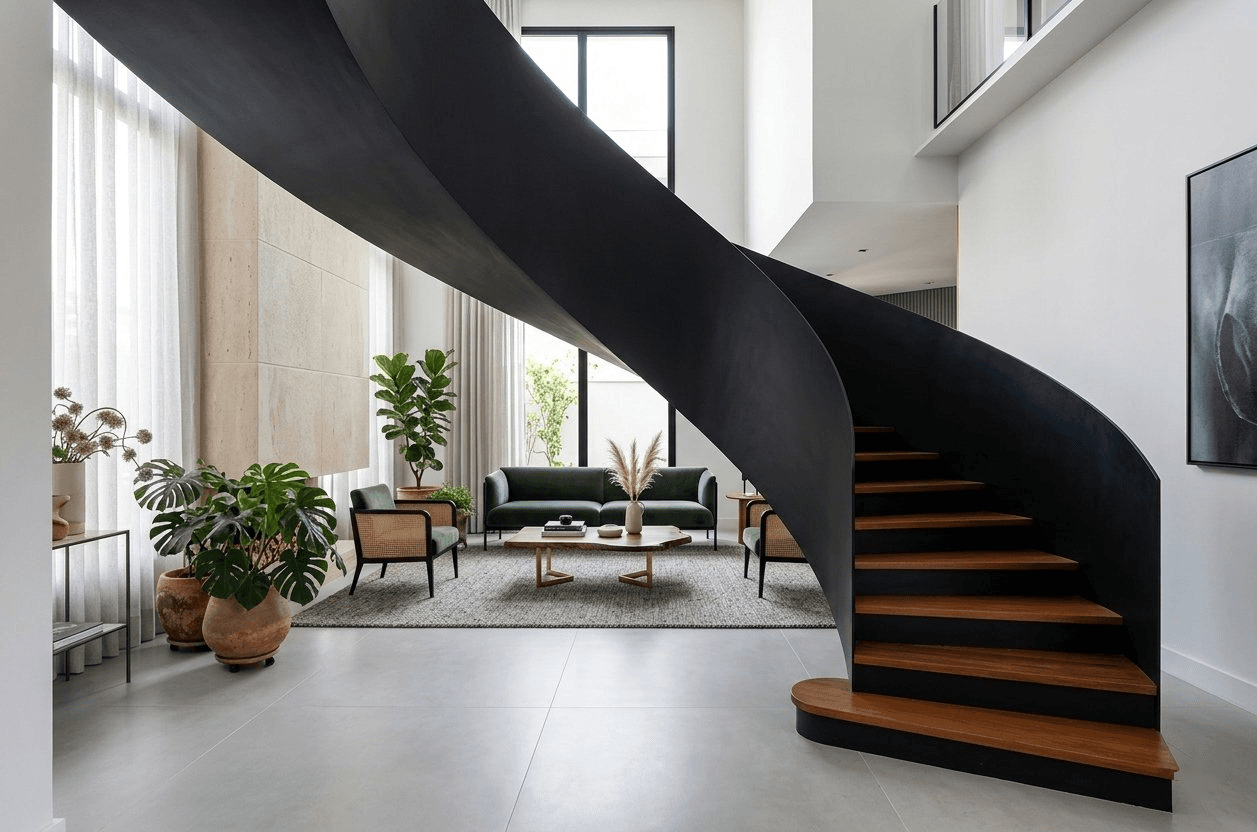 Escada curva: elegância e fluidez para projetos de alto padrão